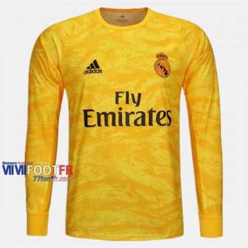 Nouveau Flocage Maillot De Foot Gardien Real Madrid Homme Jaune 2019-2020 Personnalise :77Footfr