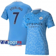 Maillot de foot Manchester City Raheem Sterling #7 Domicile Femme 2020 2021