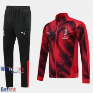 Promo: Ensemble Veste Survetement AC Milan Enfant Rouge/Noir 2019/2020 Nouveau