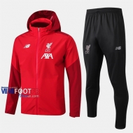 Meilleur Ensemble Veste Coupe-Vent Survetement Foot FC Liverpool Rouge Coton 2019-2020 Nouveau