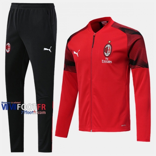 A++ Qualité: Ensemble Veste Survetement Foot AC Milan Rouge Thai 2019/2020 Nouveau