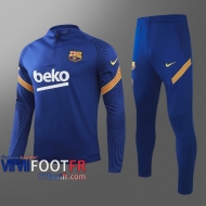 77footfr Survetement Foot Barcelone bleu - Fermeture eclair courte 2020 2021 T12