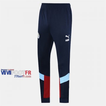 Promo: Le Nouveau Pantalon Entrainement Foot Manchester City Coton Bleu Saphir Rouge 2019/2020