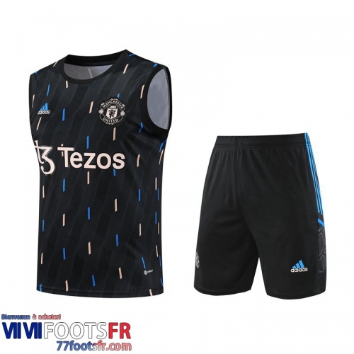 Survetement Sans manches Manchester United noir Homme 2023 2024 TG789