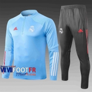 Survetement Foot Real Madrid 2020 2021 Bleu clair Grande taille