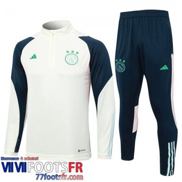 Survetement de Foot Ajax Blanc Homme 2023 2024 TG927