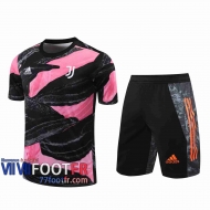77footfr Survetement Foot T-shirt Juventus rose noir 2020 2021 TT124