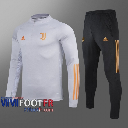 77footfr Survetement Foot Juventus gris - Fermeture eclair courte 2020 2021 T41