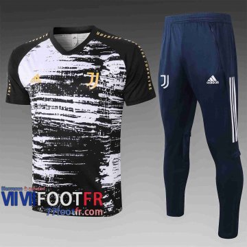 77footfr Survetement Foot T-shirt Juventus noir blanc 2020 2021 TT51