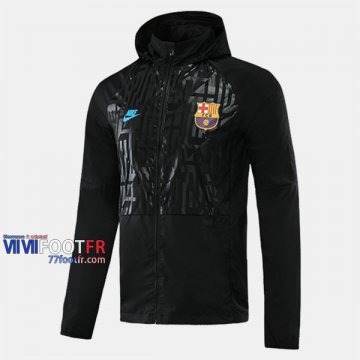 Magasins Veste Foot Coupe-Vent FC Barcelone Noir 2020/2021 Nouveau Promo