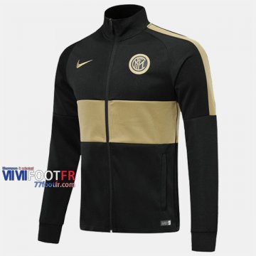 Magasins Veste Foot Inter Milan Noir/Jaune 2019/2020 Nouveau Promo