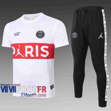 77footfr Survetement Foot T-shirt PSG Jordan blanc 2020 2021 TT31