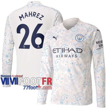 77footfr Manchester City Maillot de foot Mahrez #26 Third Manches longues 20-21