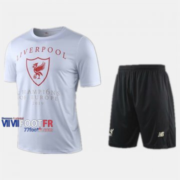 Ensemble Maillot Liverpool FC Enfant Blanc 2019-2020 Personnalise :77Footfr