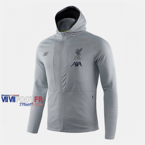 Nouveau Slim Sweatshirt Foot FC Liverpool Avec Capuche Gris 2019-2020