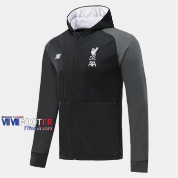 Boutique Veste Foot Liverpool Avec Capuche Noir 2019/2020 Nouveau Promo