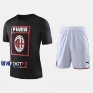 Ensemble Maillot Milan AC Enfant Noir 2019-2020 Personnalise :77Footfr