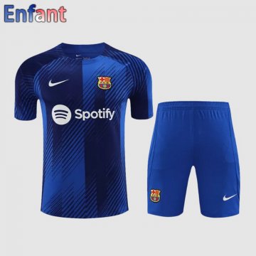 KIT: Survetement T Shirt Barcelone bleu Enfant 2023 2024 TGX801-2