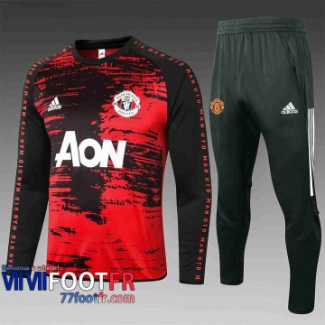 77footfr Survetement Foot Manchester United Noir-Rouge 2020 2021 B438