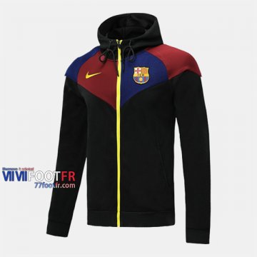 Magasins Veste Foot Barcelone FC Avec Capuche Jordan Noir Bleu Rouge 2020/2021 Nouveau Promo