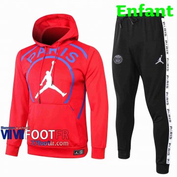 Survetement Foot PSG Sweat a Capuche Enfant - Veste rouge 2020 2021 blanc Airman