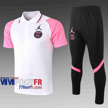 Polo de foot PSG 2020 2021 Blanc - pink C506#