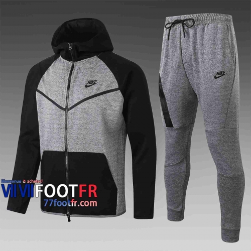 Survetement Foot Airman Sweat a Capuche - Veste gris 2020 2021 Poche noire