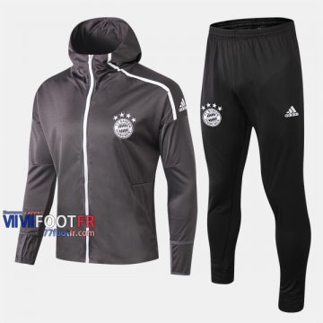 Classique Ensemble Sweat A Capuche Survetement Foot Bayern Munich Gris Thailande 2019 2020 Nouveau