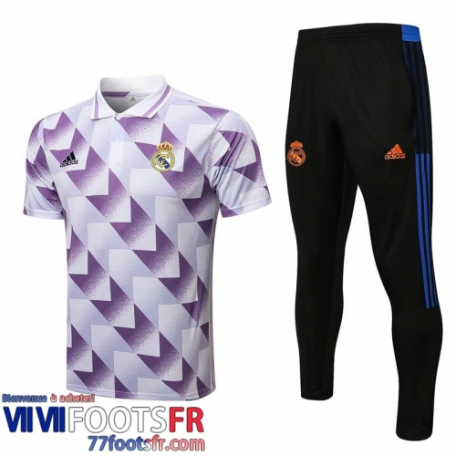 Polo foot Real Madrid blanc violet Homme 2022 2023 PL545