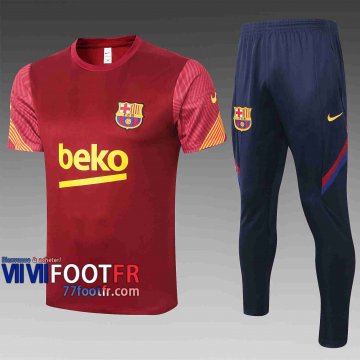 T-shirt de foot Barcelone 2020 2021 cramoisi C460#
