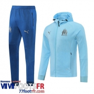 Veste Foot - Sweat A Capuche Olympique Marseille bleu ciel Homme 2022 2023 JK309