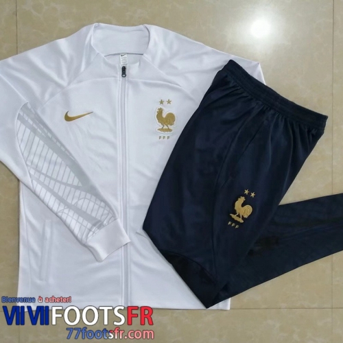 Veste Foot France Blanc Homme 2022 2023 JK412