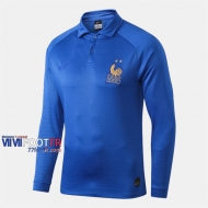 Nouveaux Vintage Sweatshirt Training France 100Eme Anniversaire Bleu 2019-2020