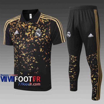 Polo de foot Real Madrid 2020 2021 or noir C412#