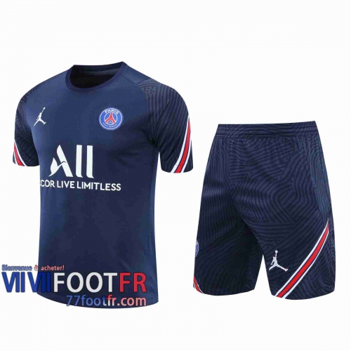 77footfr Survetement Foot T-shirt Paris Bleu fonce 2020 2021 TT121