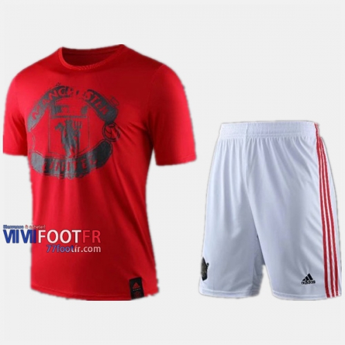 Ensemble Maillot Manchester United Enfant Rouge 2019-2020 Personnalisé :77Footfr