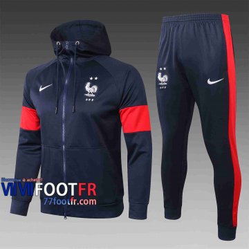 Survetement Foot France Sweat a Capuche - Veste Marine 2020 2021