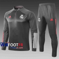 Survetement Foot Real Madrid 2020 2021 Gris foncé Grande taille