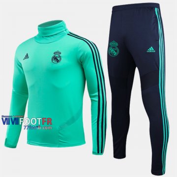 Destockage Ensemble Survetement Foot Real Madrid Col Haut Vert 2019/2020 Nouveau