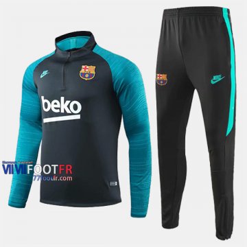 Promo Ensemble Survetement Foot FC Barcelone Gris Fonce Bleu Thai 2019/2020 Nouveau