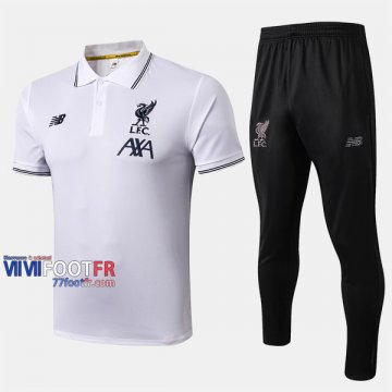 Ensemble Du Polo Foot FC Liverpool Costume Manche Courte Coton Blanc 2019/2020 Nouveau