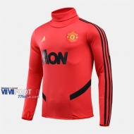 Les Nouveaux Slim Sweatshirt Foot Manchester United Col Haut Rouge 2019-2020