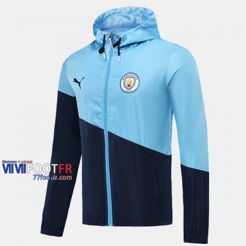 Magasins Veste Foot Coupe-Vent Manchester City Bleu 2019/2020 Nouveau Promo