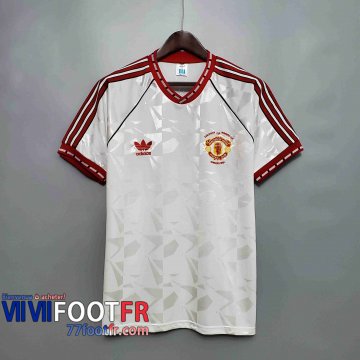 77footfr Retro Maillots foot 1991 Manchester United blanc