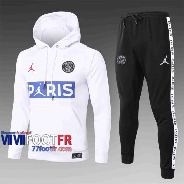 Survetement Foot PSG Sweat a Capuche - Veste blanc 2020 2021 bleu Paris