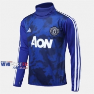 Le Nouveau Meilleur Prix Sweatshirt Foot Manchester United Col Haut Bleu 2019-2020