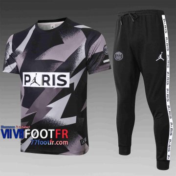 T-shirt de foot PSG 2020 2021 Gris-noir C418#