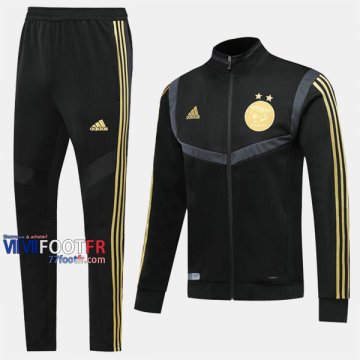 Retro Ensemble Veste Survetement De L Algerie Noir 2019/2020 Nouveau