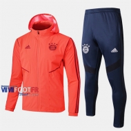 Promo Ensemble Veste Coupe-Vent Survetement Foot Bayern Munich Orange Coton 2019/2020 Nouveau