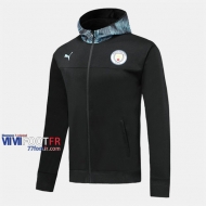 Magasins Veste Foot Manchester City Avec Capuche Noir 2019/2020 Nouveau Promo